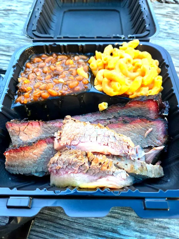 Smoked brisket, beans, and mac perfection