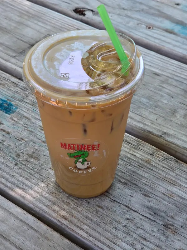 Refreshing Bourbon Caramel iced coffee on a sunny day