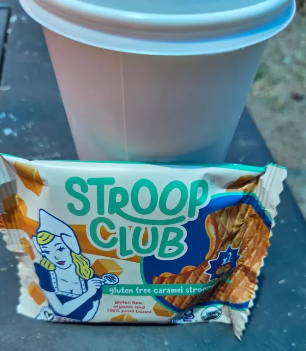Sweet stroopwafel and warm beverage
